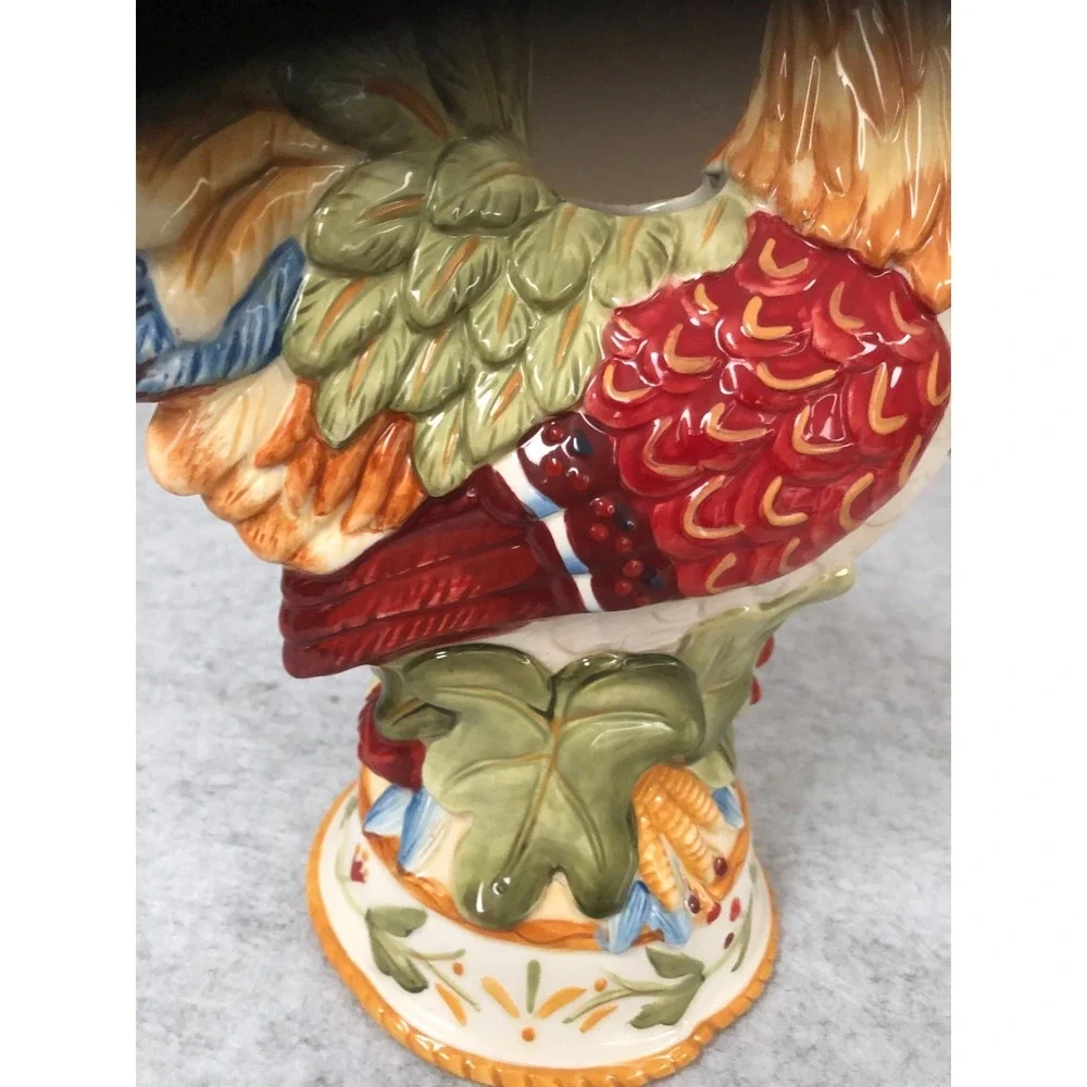 RARE Fitz and Floyd Garden Medley Large Rooster Pitcher 12